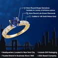 thumbnail image 2 of Gem Stone King 14K Yellow Gold Blue Created Sapphire and Lab Grown Diamond Engagement Ring for Women | 3.38 Cttw | Round 8MM | Gemstone September Birthstone | Size 6, 2 of 6