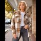 thumbnail image 4 of Ropa de Mujer para y Otoño, Elegante, de Larga, con Solapa, Holgada, A Cuadros, Chaqueta y Camisa de Franela con Botones. Albaricoque XS, 4 of 8