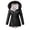 Black, variant on AOOCHASLIY Women Winter Coat Fashion Casual Women's Winter Solid Collar Hooded Drawstring Waist Zipper Padded Coat Blouse