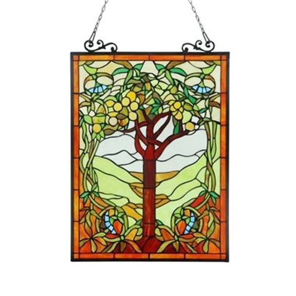 CHLOE Olea Tiffany-glass "Fruits of Life" Window Panel 18x25