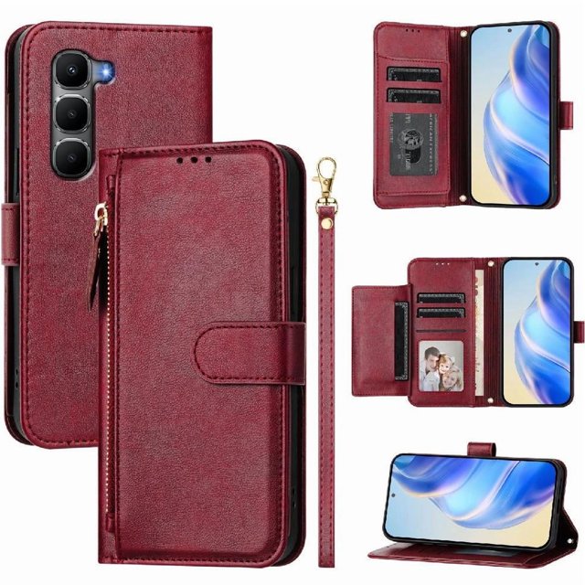 FOXDOCK forGoogle Pixel 10 Pro 5G Wallet Case with Zipper Pocket & Wrist Strap, PU Leather Flip Cover with Card Slots, Kickstand, Magnetic Closure