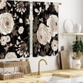 thumbnail image 4 of Black Gold Floral Rose Kitchen Curtains Rustic Flower Bathroom Curtains Window Treatment Drapes Tier Botanical Plant Country Vintage Boho Cafe Small Bedroom Short Curtain 2 Panels 27.5x39 Inch, 4 of 6