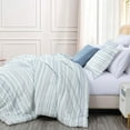 thumbnail image 2 of Chezmoi Collection 7-Piece Boho Clip Jacquard Bed in a Bag Set Queen Size, Teal Blue White Striped Soft Textured Lightweight Comforter Bedding for All Season with Bed Sheets Set, 2 of 9