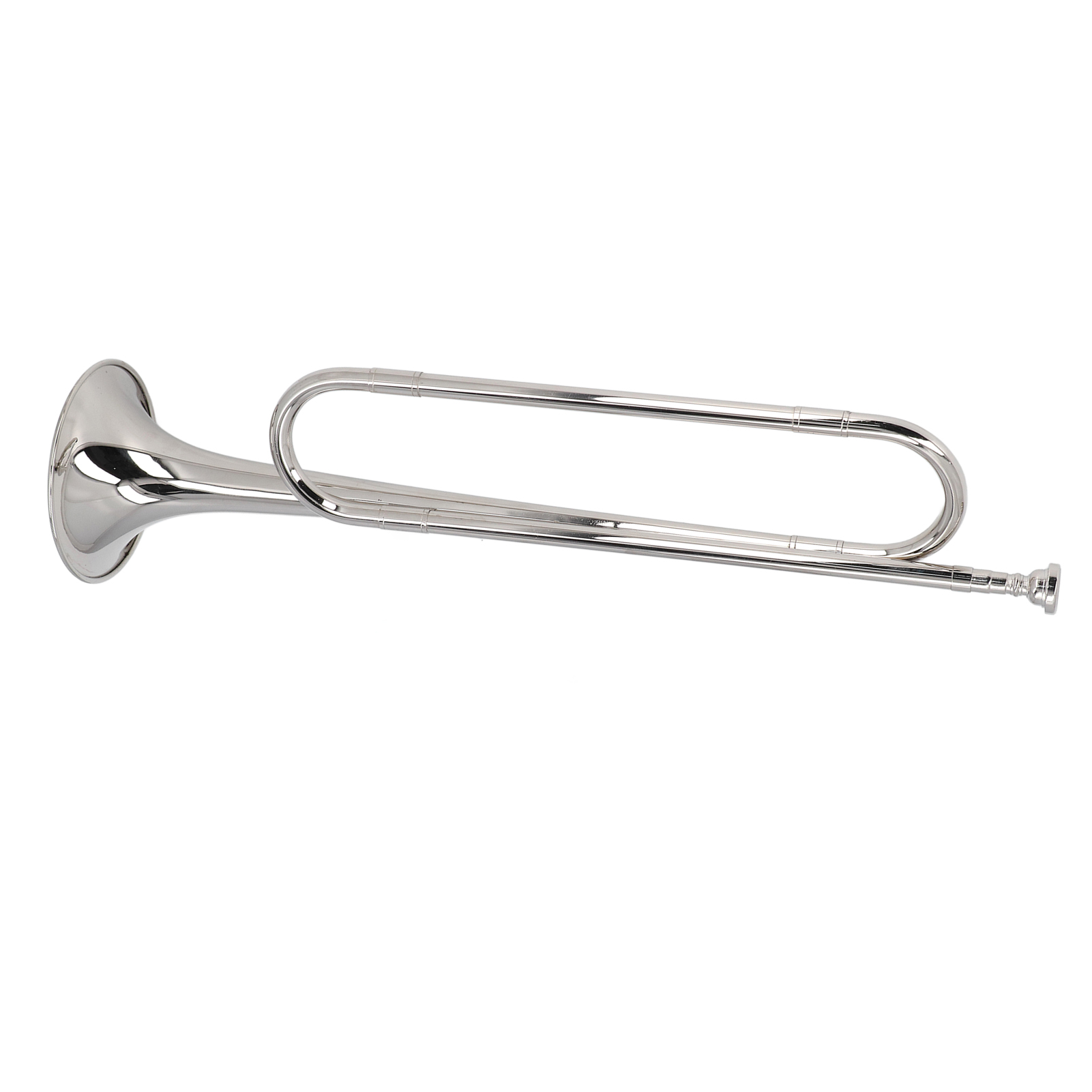 BIMZUC Bugle Horn Instrument Brass Cavalry Trumpet for Military Orchestra BB Key Silver 22.44 inches