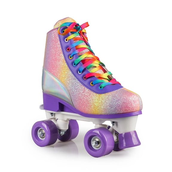 Women Adjustable Sizes Quad Roller Derby Skates in Rain Rainbow – Indoor & Outdoor