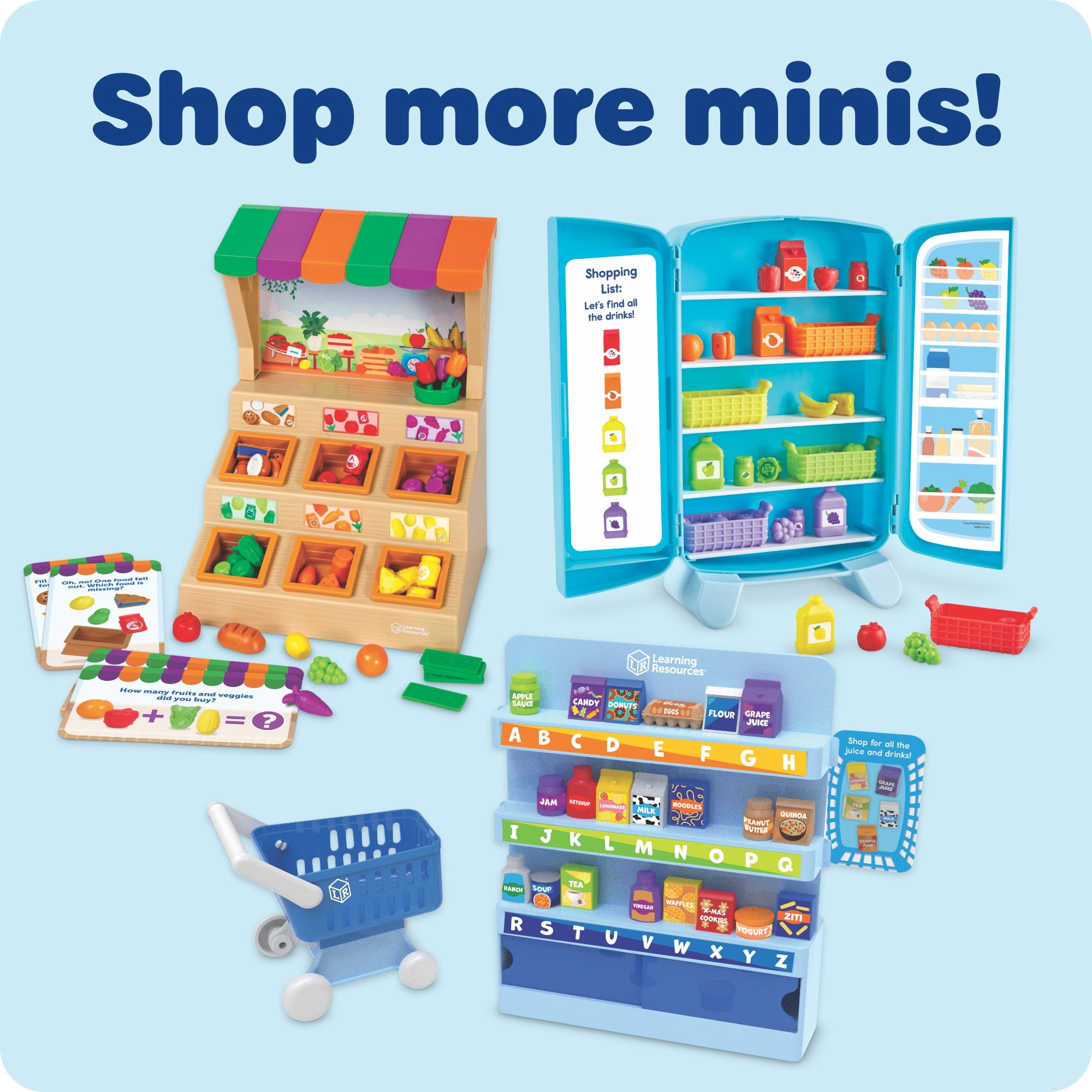 Learning Resources Alphabet Mini Market - Miniature Play Food Grocery Store, Ages 3+