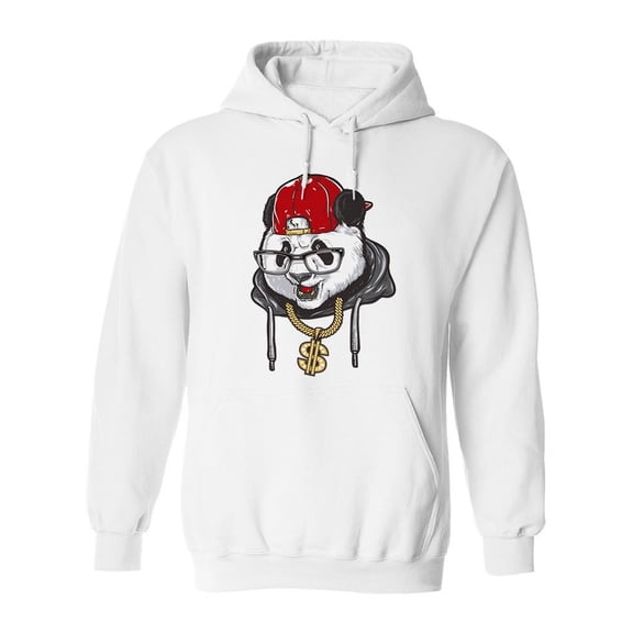 Panda With Gold Necklace Hoodie Men -Image by Shutterstock, Male x-Large