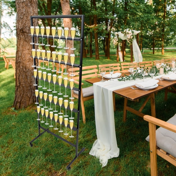 5-Tier Metal Champagne Flutes Display Stand, Champagne Wine Glass Holder for Wedding Occasions, Parties