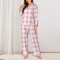 thumbnail image 2 of Balery Plaid Heart Conjunto de Pijama con Estampado para Mujer, Conjunto de Dos Piezas con Manga Larga, Ropa de Dormir Suave con Bolsillos, Pijamas Cómodos-Small, 2 of 7