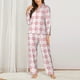 thumbnail image 2 of Balery Plaid Heart Conjunto de Pijama con Estampado para Mujer, Conjunto de Dos Piezas con Manga Larga, Ropa de Dormir Suave con Bolsillos, Pijamas Cómodos-Small, 2 of 7