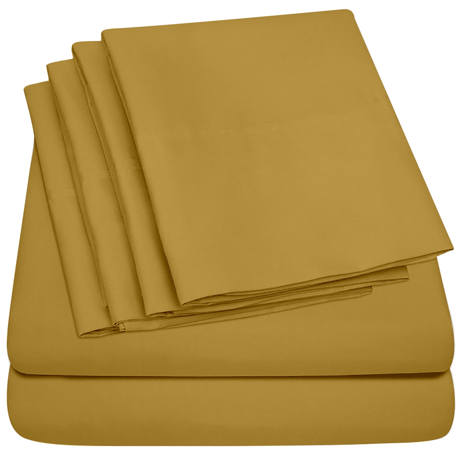 Premium Home Collection Microfiber Soft Cooling Bed Sheet Set - 6 Piece, Queen, Gold