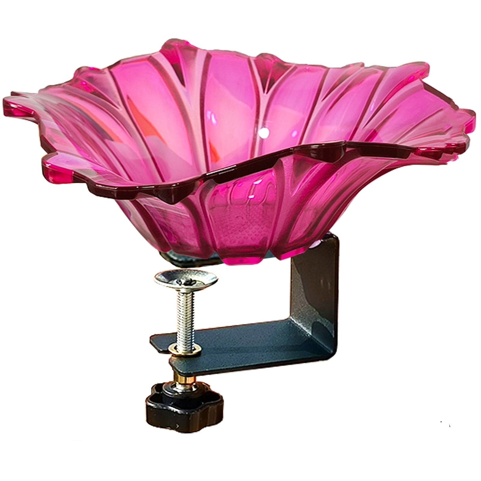Bain d'Oiseaux en Verre Monté - Pince en Acier Réglable, Résistant aux Intempéries, Décoratif - pour Jardin, Patio et Cour