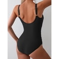 thumbnail image 5 of SOMER Women’s One Piece Swimsuit Tummy Control Cutout Tie Knot Swimwear High Waisted Bathing Suit Black L, 5 of 5