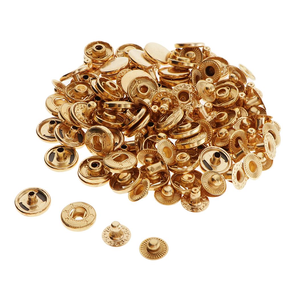 30Pc Brass Press Stud Snap Button Fastener for Leather Clothes Jacket
