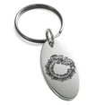 thumbnail image 1 of Stainless Steel Aztec Ouroboros Serpent Rune Engraved Small Oval Charm Keychain Keyring, 1 of 1