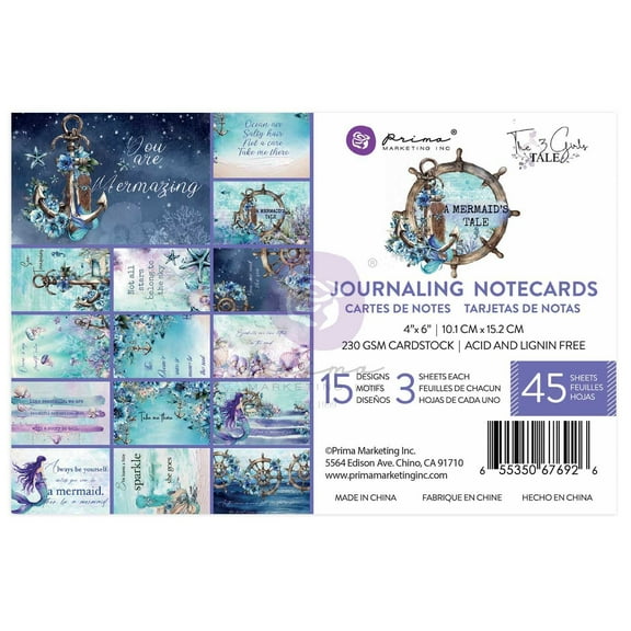 Prima Marketing Journaling Cards 4"X6" 45/Pkg-A Mermaid's Tale, 15 Designs/ 3 Each