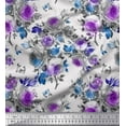 thumbnail image 1 of Soimoi Poly Georgette Fabric Leaves & Rose Flower Decor Fabric Printed Yard 42 Inch Wide, 1 of 3