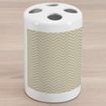 thumbnail image 1 of Beige Ceramic Toothbrush Holder, 3 Dimensional Arrangement with Chevron Lines Retro Style Composition Ornamental, Decorative Versatile Countertop for Bathroom, 4.5" X 2.7", Ivory Beige, 1 of 4