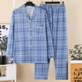 thumbnail image 3 of Mens Pajamas Casual Grid Printed Lapel V Neck Button Long Sleeve Long Pants Plus Size Fall Pjs, 3 of 3