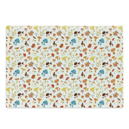 

Mushroom Cutting Board Colorful Cartoon Forest Toadstool Pattern Autumnal Nature Fungus Decorative Tempered Glass Cutting and Serving Board Large Size Multicolor by Ambesonne