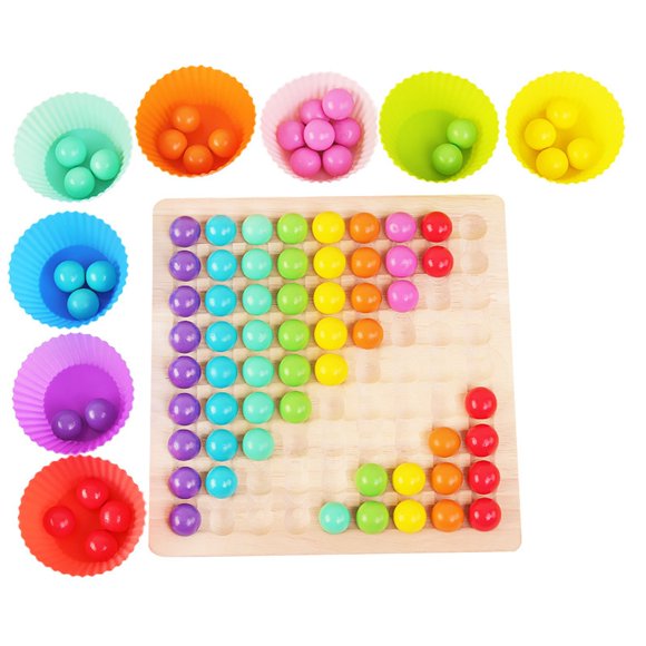 Jindong Clip Beads Wooden Board Games Set Dots Beads Rainbow Toy Games Puzzle Go Education