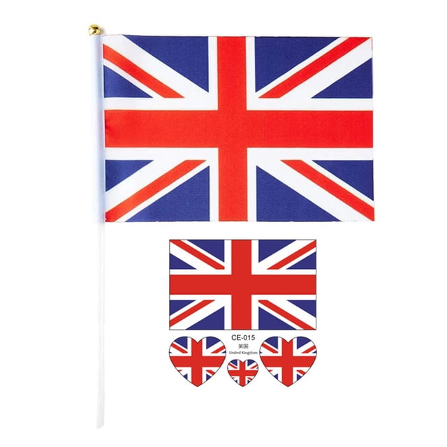 Pompotops UK Flag Face Stickers UK Mini Hand Flag For Event Sports Match UK Hand Held Flags Clearance