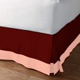 thumbnail image 2 of D.N.G. BEDDINGS 1 Piece Split Corner Two Tone Tailored Bed Skirt, Queen Size 6 Inch Deep Pocket, 800 Thread Count, 100% Egyptian Cotton, Solid Burgundy/Peach Color., 2 of 3