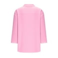 thumbnail image 6 of Craaazy Women's Casual Loose Lapel Solid Color Fashion Button V-Neck T-shirts Gifts, 6 of 9