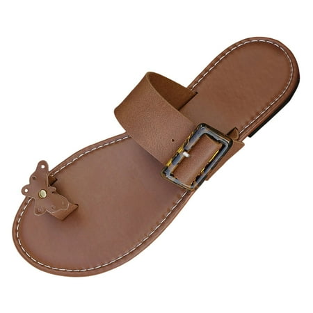 

Huanghuaa Women Summer Solid Color Slip On Casual Open Toe Flat Soft Bottom Breathable Flowers Slippers Shoes Sandals Heeled Sandals for Women Sexy