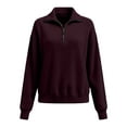 thumbnail image 5 of Sweaters For Women Zip Long Sleeve Loose Fit Pullover Sweater with Half Zip Design for Easy Wear and Modern Fashion,Dark Purple,L, 5 of 7