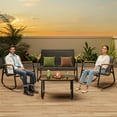 thumbnail image 6 of Noelse 4 Piece Patio Furniture Set, Textilene Conversation Set with 2 Rocking Chairs and Coffee Table, Perfect for Outdoor Patio Lawn Garden Poolside, Black, 6 of 12