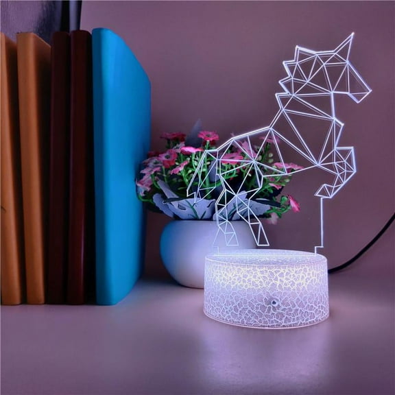 JT Unicorn 3D Night Light Multi 7 Color Changing Illusion Lamp for Children Kids Girls Boys and a perfect Home Décor Gift (D4)