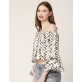 thumbnail image 3 of Moomaya Printed Off-Shoulder Top, WomenS Long Bell Sleeve Crop Top Blouse, 3 of 8