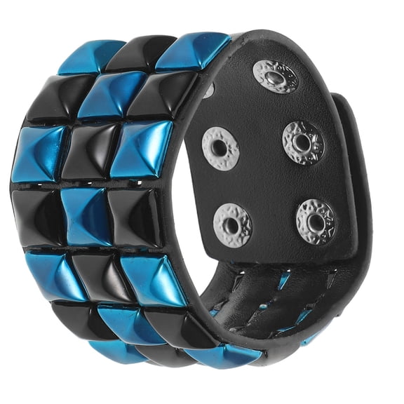 LOLIPPYY Multicolor Studded Faux Punk Bracelet for Men Wide Wristband Accessory Stylish