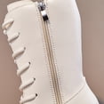 thumbnail image 3 of XIMIN Kid Girls Leather Boots Knee High Zip Up Lace Up Outdoor Riding Booties Mid Calf Boots Fashion Waterproof Side Zipper Punk Goth Boot Fashion Winter Long Boot, 3 of 4