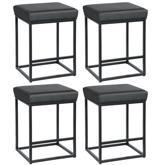 SLSRFD Black Counter Height 24" Bar Stools Set of 4 for Kitchen Counter Backless Modern