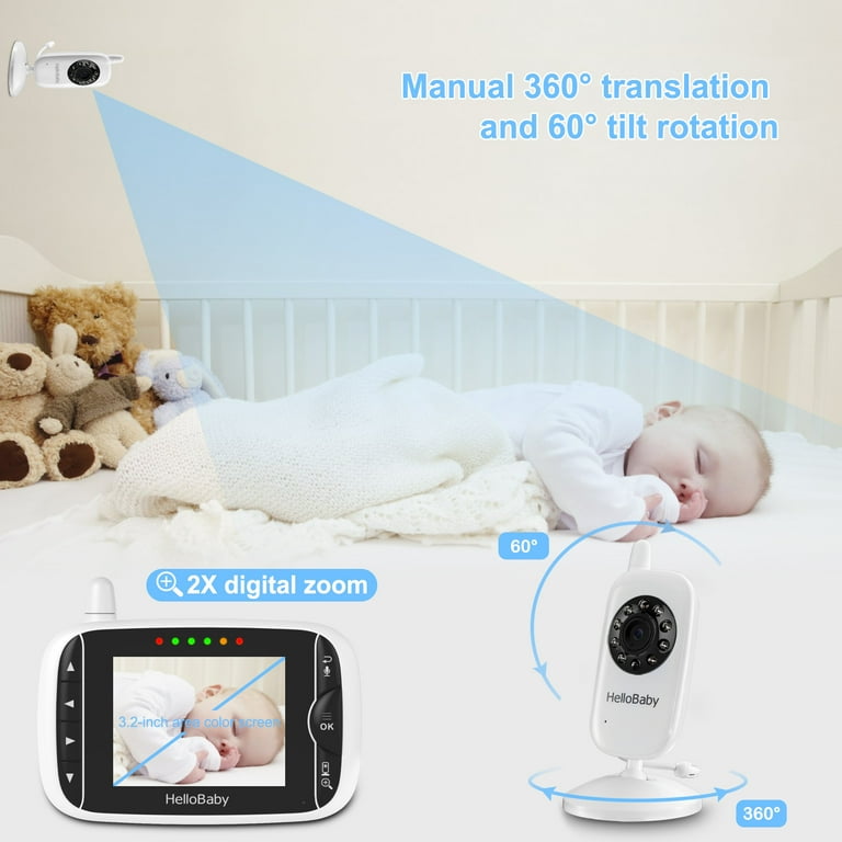 HelloBaby Monitor HB32, Video Baby Monitors with Night Vision, Hellobaby