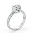 thumbnail image 2 of Spot Jewel 1.4 Ct Round Cut Lab Created Diamond Ring – Knife Edge Half Bezel Solitaire with Accent – Elegant 14K White Gold Plated Ring – Proposal Engagement Gift, 2 of 4