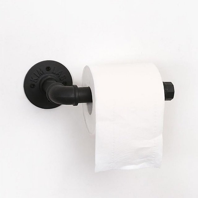 Portarrollos de papel higiénico CHAO industrial vintage de metal y hierro negro mate para montar en la pared