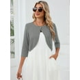 thumbnail image 2 of DEMOTIME Women's Cardigan 3/4 Sleeve Cropped Open Front Bolero Shrug for Dresses Grey S, 2 of 6