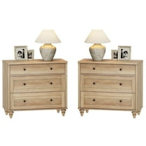 Nightstand with 6 Drawers, Mid Century Modern Large Wooden Bedside Table, Large Drawers Dresser for Living Room or Bedroom, Oak