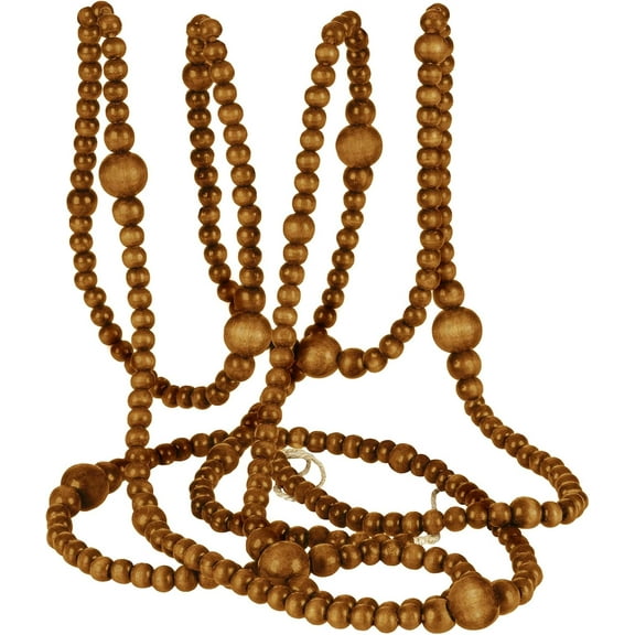 12 Feet Christmas Wooden Beads Xmas Bead Garland Round Craft Bead Garland Farmhouse Bead Garland Vintage Wooden Beads for Christmas Decoration Supplies