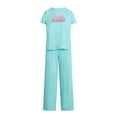 thumbnail image 6 of Joyspun Women's Short Sleeve Sleep Top and Open Leg Pants Pajama Set, 2-Piece, Sizes XS-3X, 6 of 6