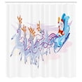 thumbnail image 2 of Ambesonne Xmas Shower Curtain, Santa Waving Hand and Deer, 69"Wx70"L, White Multicolor, 2 of 4