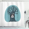 thumbnail image 1 of Tree Shower Curtain, Leafless Winter Tree with Bunch of Rabbit on Its Hollow and Birds on Branches Snowfall, Fabric Bathroom Set with Hooks, 69W X 70L Inches, Multicolor, by Ambesonne, 1 of 3