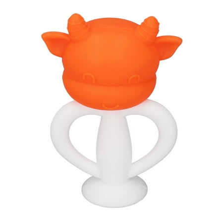 

Baby Teething Toys Food Grade Cartoon Cow Silicone Baby Abrasion Resistant Easy To Grip Prevent Hand Eating For 0-6 Months Orange Pink Blue