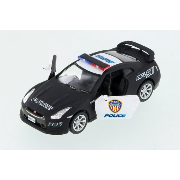 2009 Nissan GT-R Police, Black w/ White - Kinsmart 5340DP - 1/36 Scale Diecast Model Toy Car (Brand New but NO BOX)