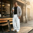 thumbnail image 6 of Resicozy Mens Baggy Sweatpants Wide Leg Streetwear Casual Lounge Pants Drawstring Elastic Waist Solid Sweat Pants with Pockets White 2XL, 6 of 9