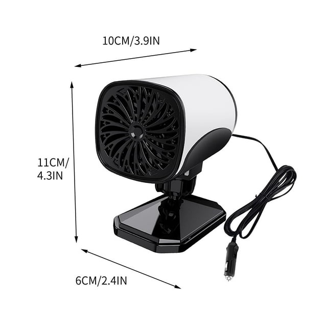 24V Car Heater for Trucks Buses RVs with 360-Degree Adjustable Base Defrost Defog Fast Heating 11 in x 10 in x 6 cm