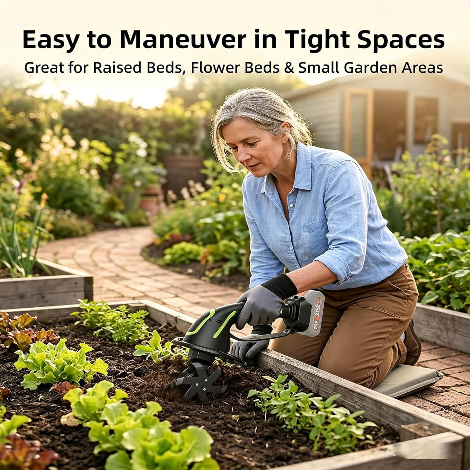 2-in-1 Cordless Tiller & Cultivator with Extension Pole, Battery Powered Handheld Garden Tiller, Electric Mini Rototiller, Rechargeable Soil Cultivator for Lawn, Vegetable Garden, Greenhouse